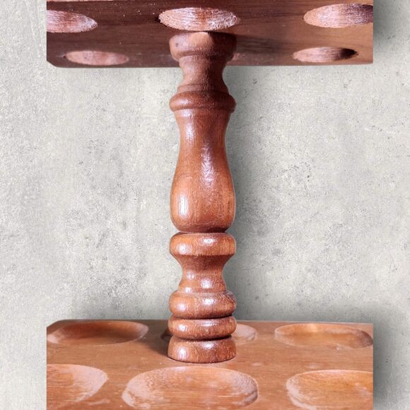 Vintage Wood Tobacco Pipe Stand Holder Rack Mid Century 6 Slot Smoking Tray - Picture 8 of 13